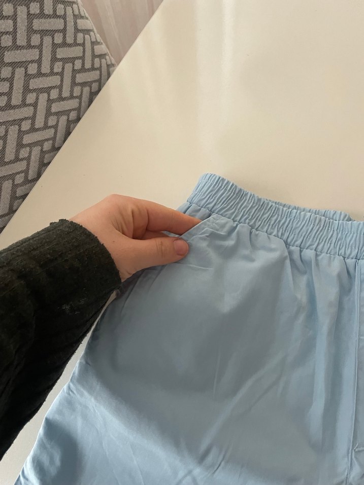 Mavi Mini Rahat Şort - Görsel 3