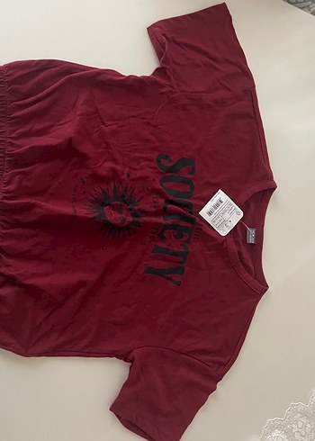 Bordo Baskılı TişörtKısa Kollu - Görsel 2