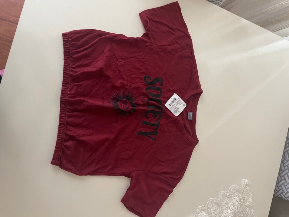 Bordo Baskılı TişörtKısa Kollu - Görsel 2