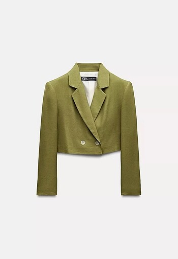 Keten karışımlı crop blazer