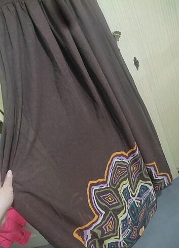 Batik Şifon Askılı Uzun Şık Elbise 