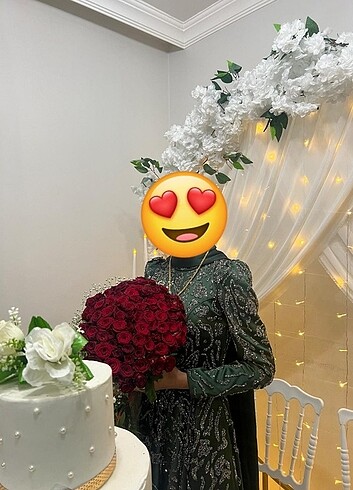 38 Beden yeşil Renk Tesettür Abiye 