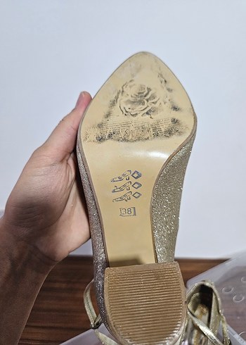 Kadın Gold Renk Topuklu Abiye Ayakkabı - Görsel 5