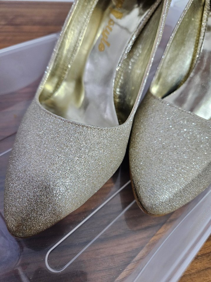 Kadın Gold Renk Topuklu Abiye Ayakkabı - Görsel 4