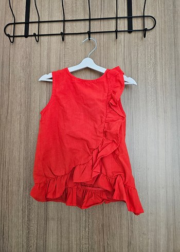 Kız Bebek Kırmızı Fırfırlı Üçlü Takım - Görsel 2