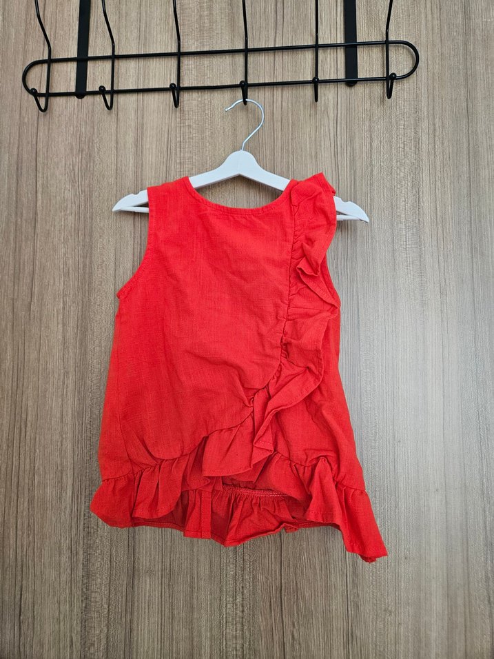 Kız Bebek Kırmızı Fırfırlı Üçlü Takım - Görsel 2