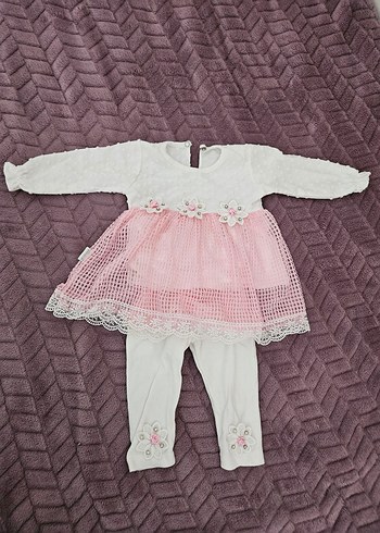 Kız Bebek Pembe Dantelli Takım - Görsel 2