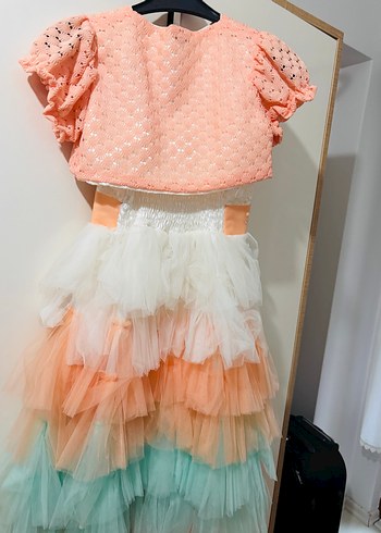 Kız Çocuk Çok Renkli Kat Kat Elbise - Görsel 4