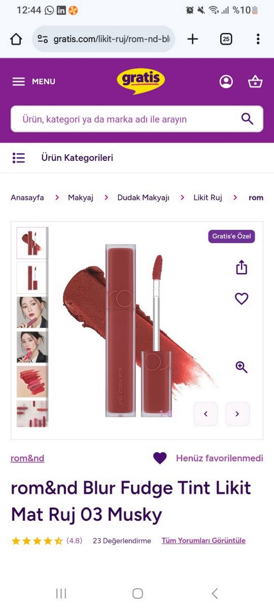 İKİ TANE RUJ BİRİSİ PARLAK MISSHA BİRİSİ ROM&ND MAT KÖPÜK YAPI - Görsel 5