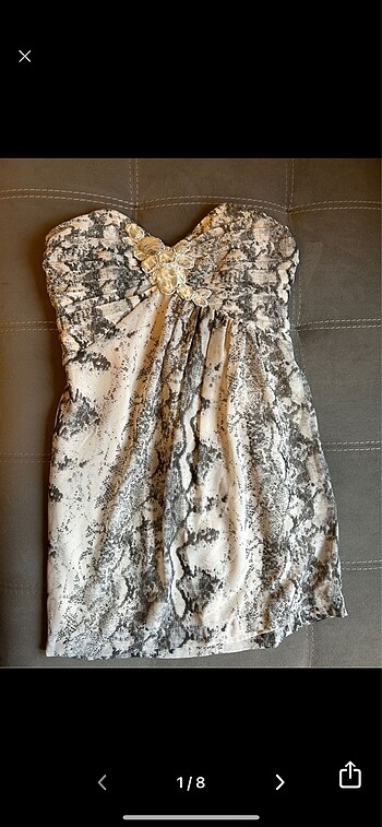 H&M Strapless Şifon elbise