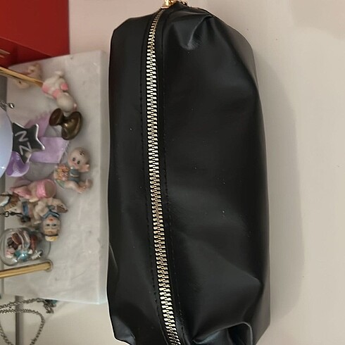 Diğer Siyah deri makyaj çantası