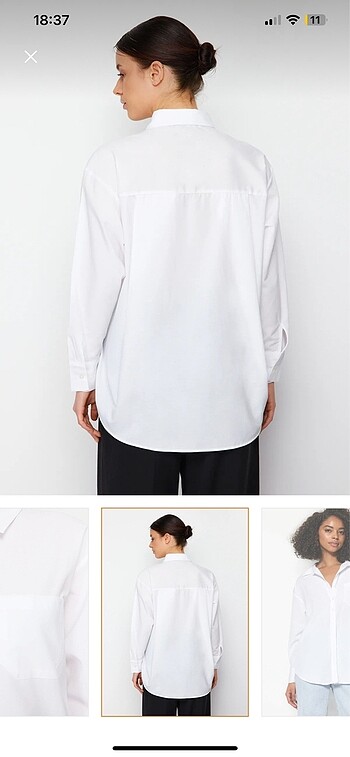 Trendyol & Milla Beyaz Basic Oversize, Boyfriend Gömlek