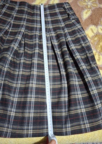 Kareli Midi Yün Etek - Görsel 5