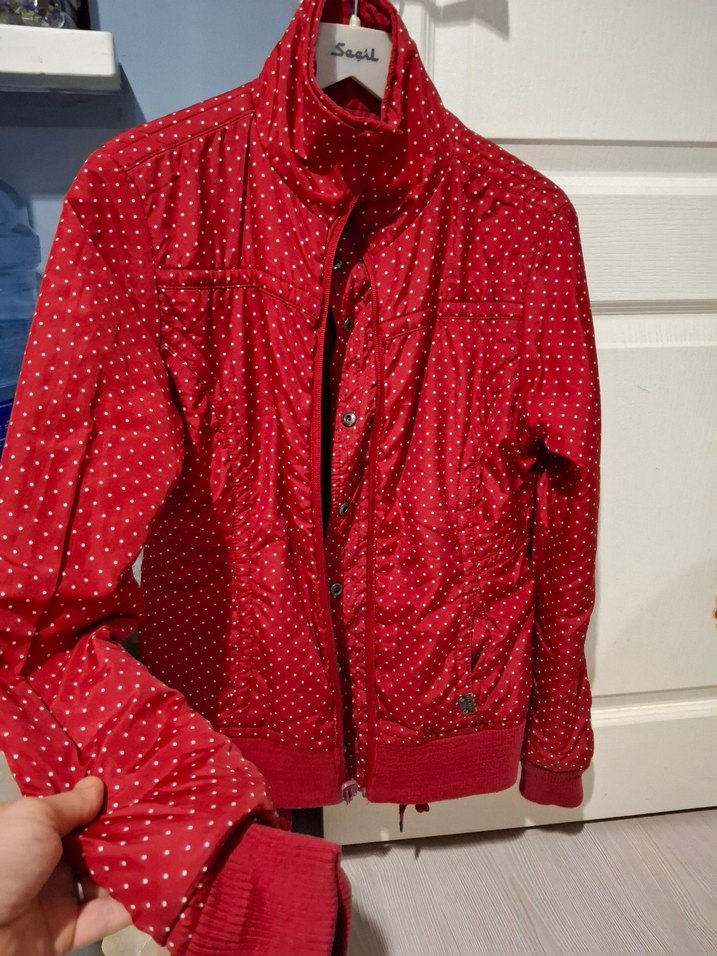 Fermuarlı Kırmızı Kadın Ceket - Görsel 3