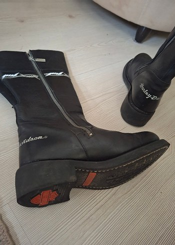 Siyah Deri Biker Botlar, Yüksek Topuklu - Görsel 3