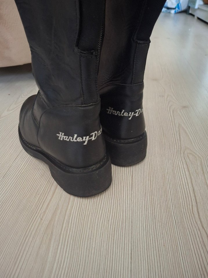 Siyah Deri Biker Botlar, Yüksek Topuklu - Görsel 2