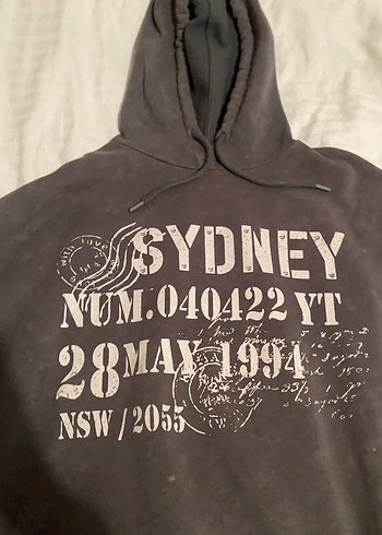 s Beden Gri Kapüşonlu Streetwear Sweatshirt