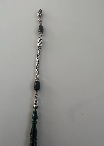 Siyah Gotik Erkek Tesbih gümüş püskürlü - Görsel 3