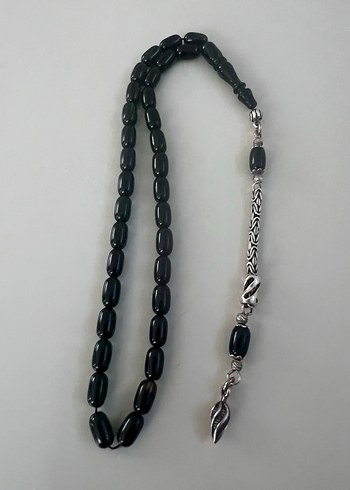Siyah Gotik Erkek Tesbih gümüş püskürlü - Görsel 2