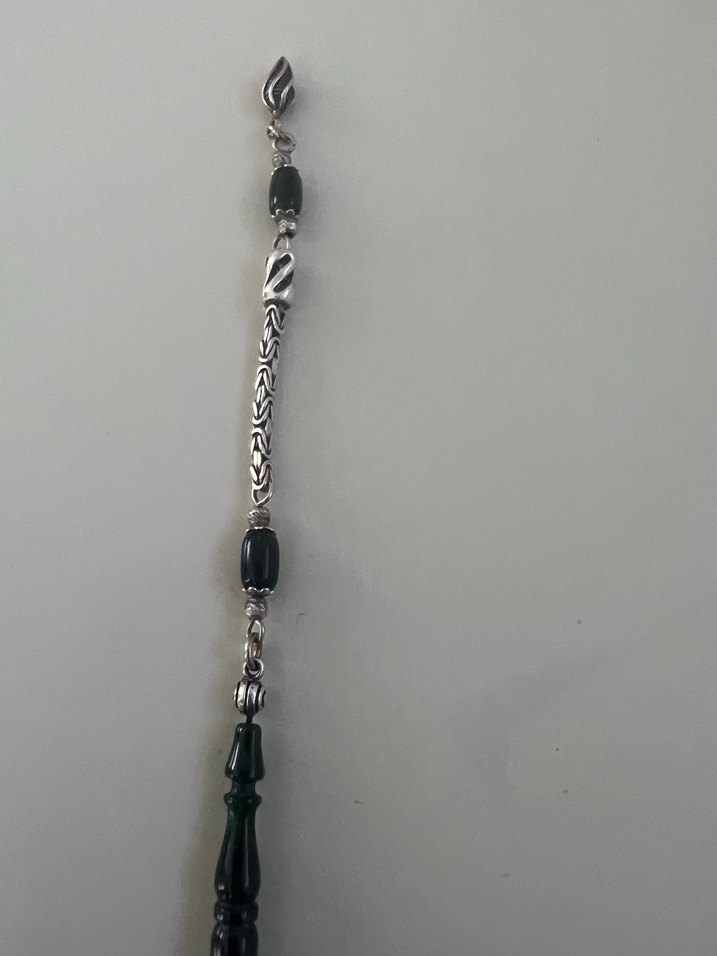 Siyah Gotik Erkek Tesbih gümüş püskürlü - Görsel 3