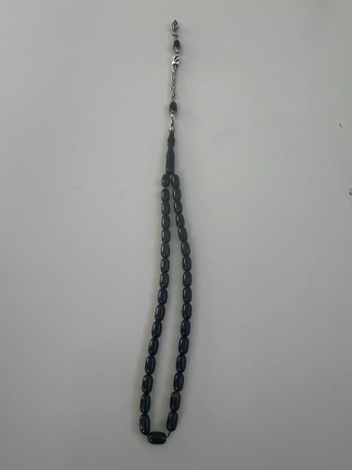 Siyah Gotik Erkek Tesbih gümüş püskürlü - Görsel 4