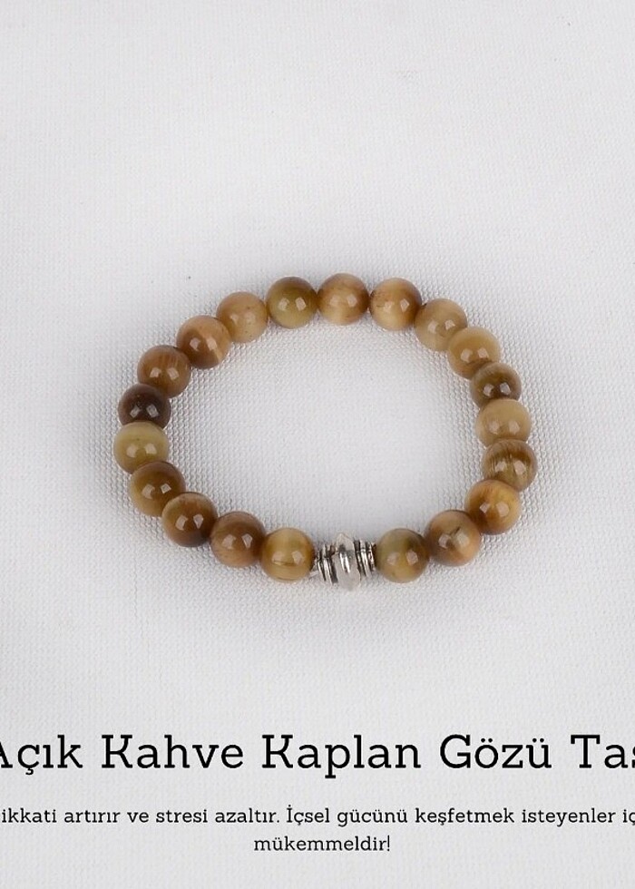 İNDİRİMLİ Açık Kahve Kaplan Gözü Taşı Doğal Taş  - Görsel 2
