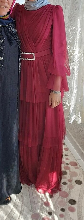 36 Beden kırmızı Renk Setrms Abiye Elbise