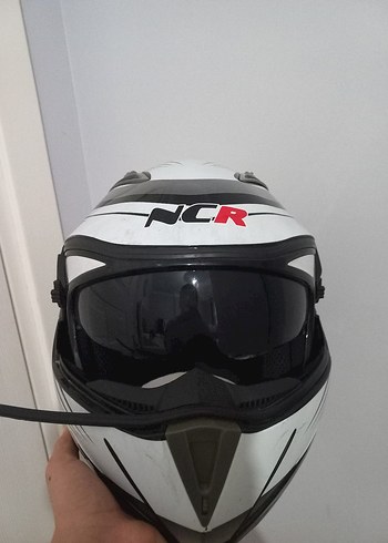 Beyaz Minimalist Biker Kask Velcro Bantlı - Görsel 2