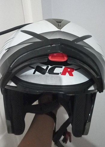 Beyaz Minimalist Biker Kask Velcro Bantlı - Görsel 3