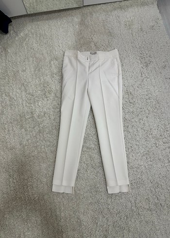 Beyaz Kadın Kumaş Pantolon Midi Boy