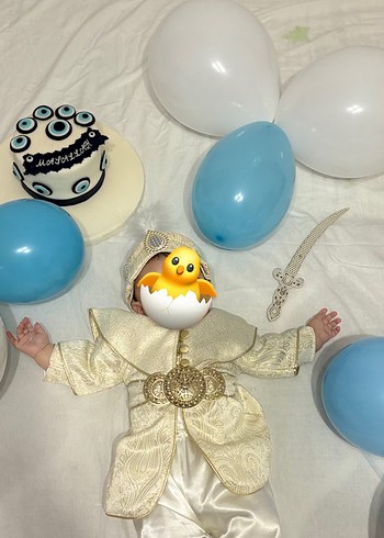 Sünnet kıyafeti Nakışlı Beyaz Çocuk Kaftanı - Görsel 2