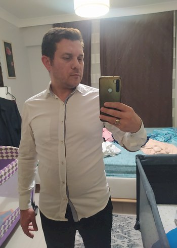 Regular Fit Beyaz Pamuklu Erkek Gömlek