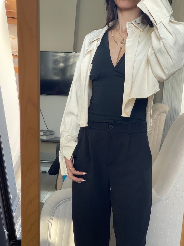 Kadın Keten Midi Ceket - Görsel 5