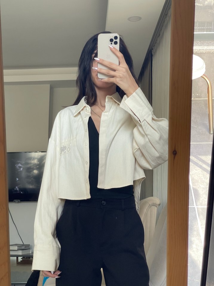 Kadın Keten Midi Ceket - Görsel 3