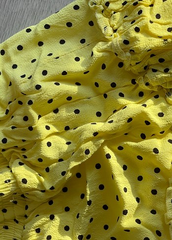 Sarı Puantiyeli Volanlı etek - Görsel 4