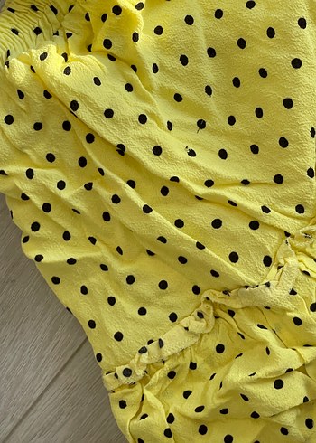 Sarı Puantiyeli Volanlı etek - Görsel 3