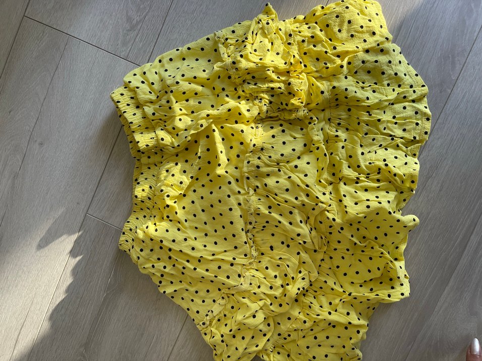 Sarı Puantiyeli Volanlı etek - Görsel 2