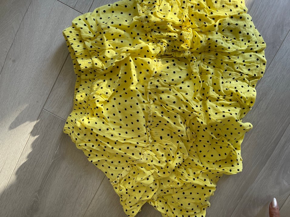 Sarı Puantiyeli Volanlı etek - Görsel 5