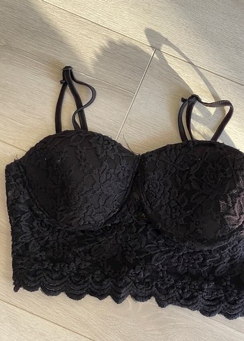 Siyah Dantel Midi Goth Bralet