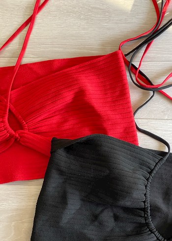 Minimalist Kırmızı ve siyah Mini Bralet
