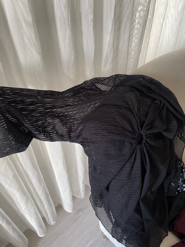 Siyah Drapeli Strappy plaj üstü - Görsel 5