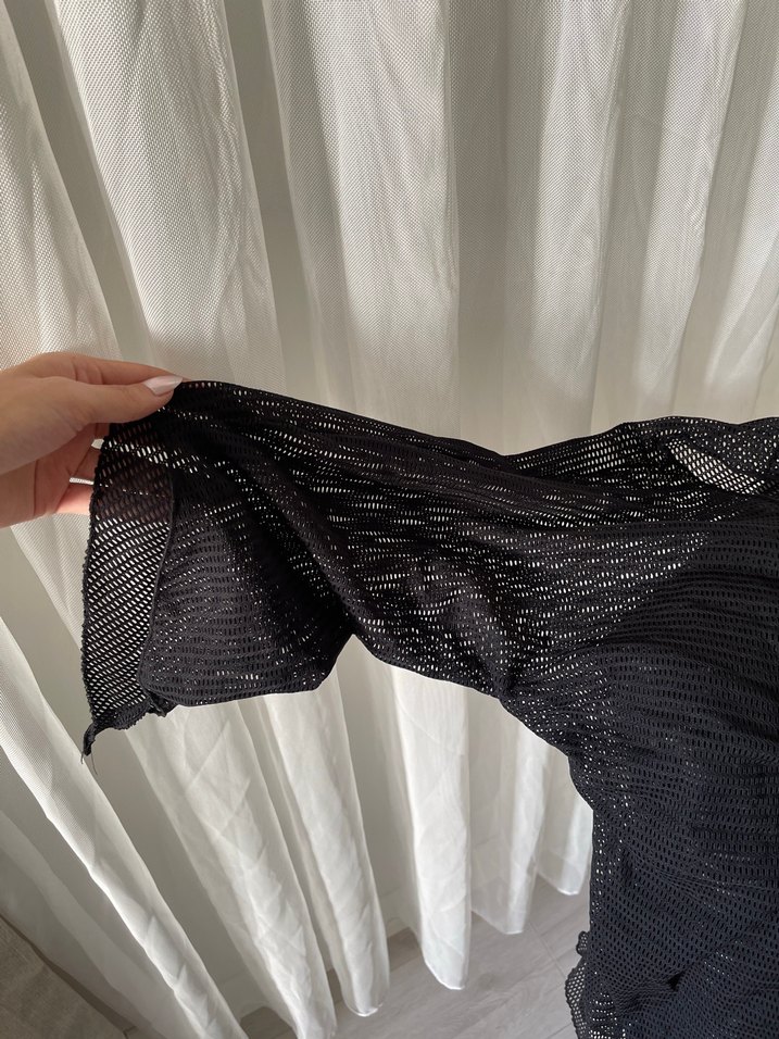 Siyah Drapeli Strappy plaj üstü - Görsel 3