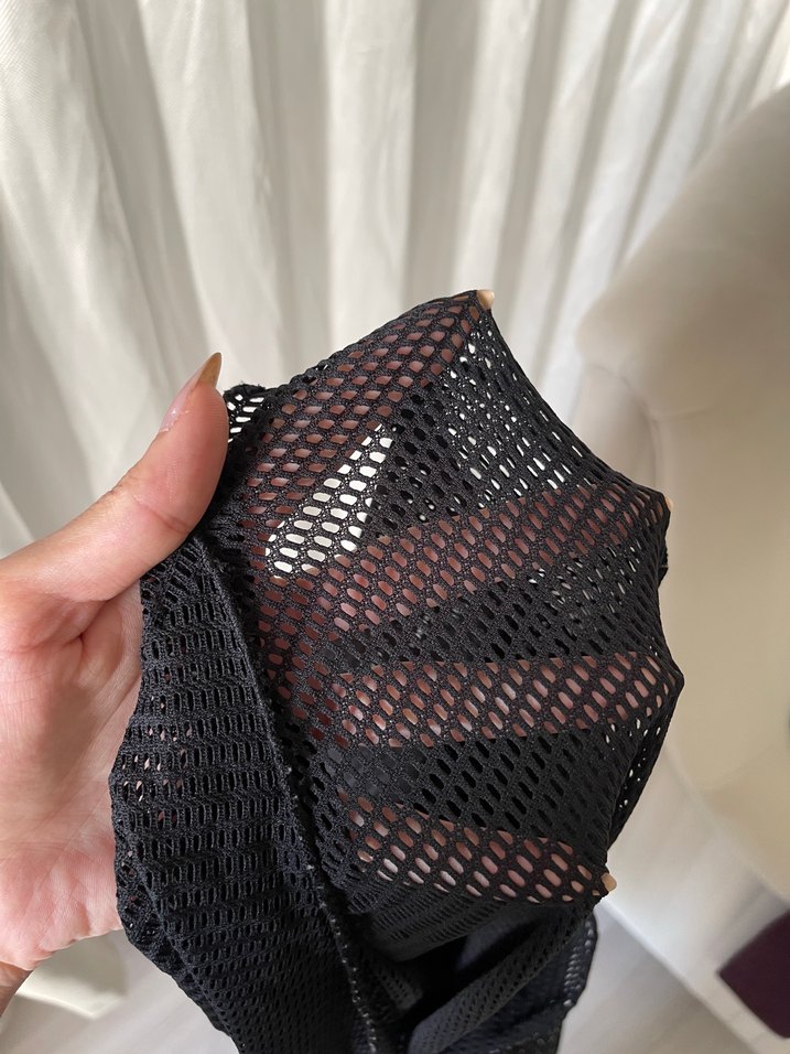 Siyah Drapeli Strappy plaj üstü - Görsel 2