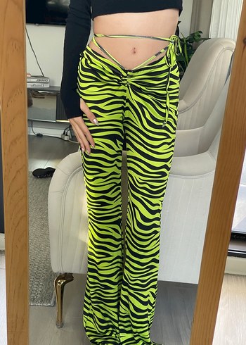 Diğer Holly lollyZebra Desenli Yeşil Rahat Kadın Pantolon