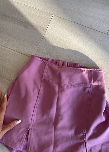 Diğer Düğmeli pembe Mini Etek