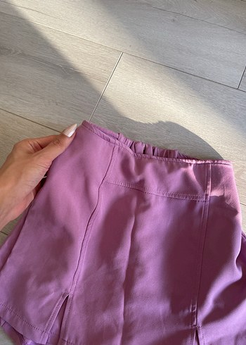 Düğmeli pembe Mini Etek