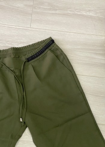 Diğer Kemer Detaylı Haki Kadın Kumaş Pantolon