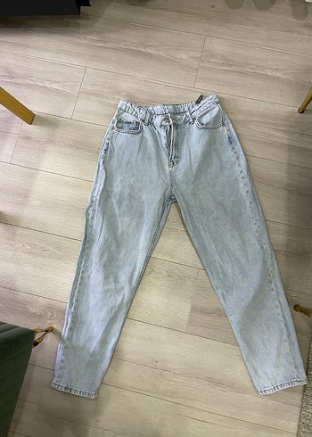 Diğer Buz mavisi Midi Boy Rahat Kesim Kadın Kot Pantolon