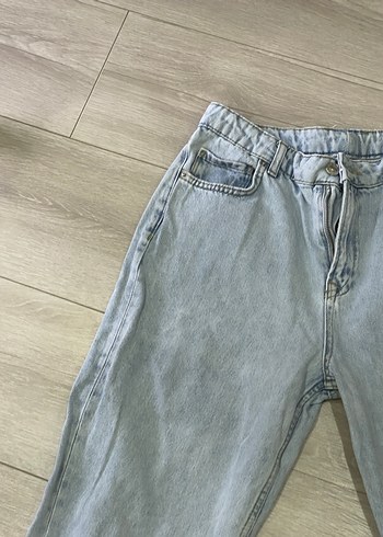28 Beden mavi Renk Buz mavisi Midi Boy Rahat Kesim Kadın Kot Pantolon