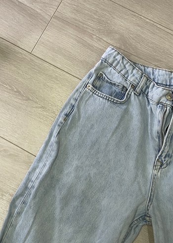 Buz mavisi Midi Boy Rahat Kesim Kadın Kot Pantolon